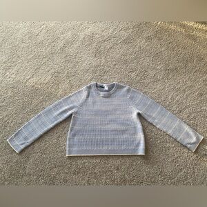 H&M Light Blue & White Striped Knit Long-Sleeve Sweater